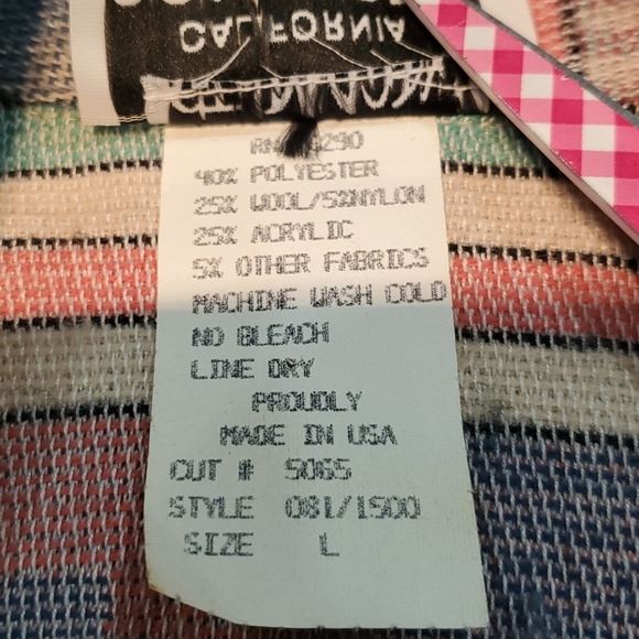 California Concepts Vintage Wool Blend Pastel Colorful Long Blazer Size Large - Picture 3 of 6